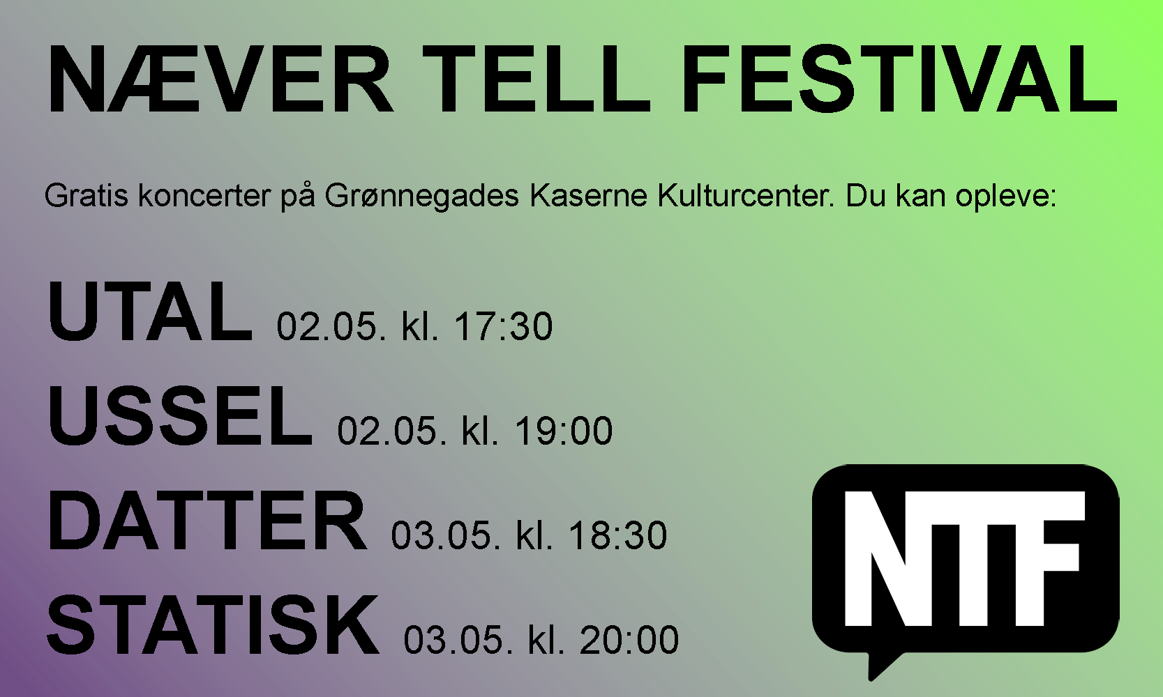 Næver Tell Festival 02. maj kl. 17:30